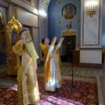 Литургия в Неделю о мытаре и фарисее, праздник Иверской иконы Божией Матери и святителя Алексия в кафедральном Александро-Невском соборе.