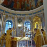 Литургия в Неделю о мытаре и фарисее, праздник Иверской иконы Божией Матери и святителя Алексия в кафедральном Александро-Невском соборе.