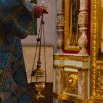 Литургия в праздник Похвалы Пресвятой Богородицы (Субботу Акафиста) в кафедральном Александро-Невском соборе.