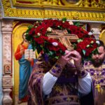 Богослужение в канун Происхождения Честных Древ Животворящего Креста Господня в кафедральном Александро-Невском соборе