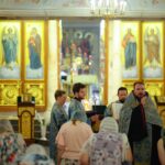 Праздничные богослужения в нижнем храме Александро-Невского кафедрального собора в день празднования Казанской иконы Божией Матери