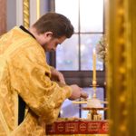 Литургия в Неделю 28-ю по Пятидесятнице, день памяти великомученицы Варвары в кафедральном Александро-Невском соборе.