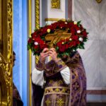 Богослужение в канун Происхождения Честных Древ Животворящего Креста Господня в кафедральном Александро-Невском соборе