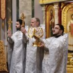 Литургия в Неделю 7-ю по Пасхе, святых отцов I Вселенского Собора (325) в кафедральном соборе святого благоверного князя Александра Невского г. Симферополя.