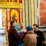 Литургия в праздник Сретения Господня в кафедральном соборе святого благоверного князя Александра Невского.