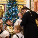Божественная литургия в праздник Рождества Господа и Спаса нашего Иисуса Христа в кафедральном Александро-Невском соборе.