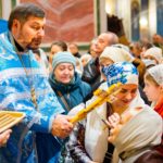 Литургия в праздник Сретения Господня в кафедральном соборе святого благоверного князя Александра Невского.